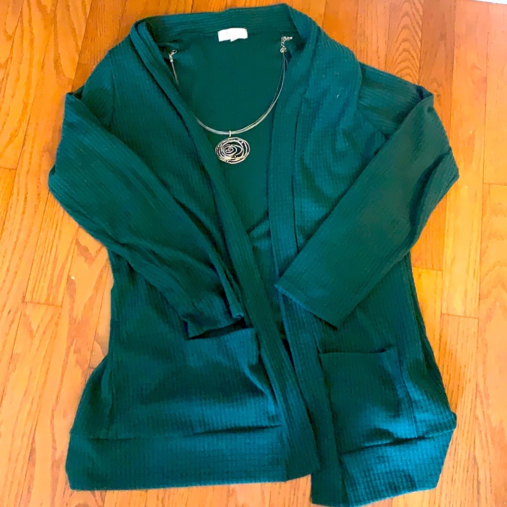 NWOT  Dark green XL cardigan